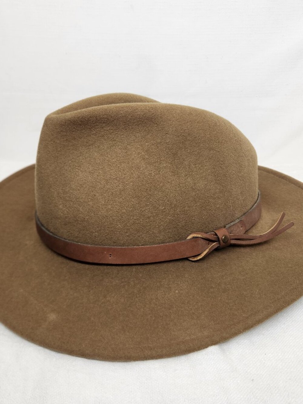 Vintage Dorfman Pacific Mens Large Wool Brown Felt Fedora Western Hat Leather